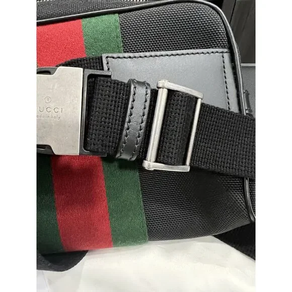 Gucci Techno Web Stripe Belt Bag W/Duster & Authenticity Retail $1400
